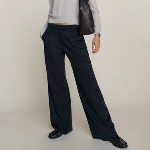 Reformation Charcoal Wide-Leg Trousers